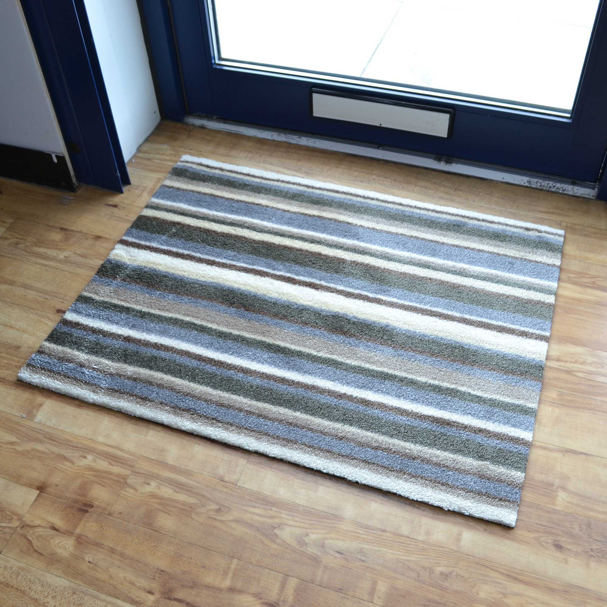 Hola Stripe Doormats In Hl07 Grey Brown And Cream